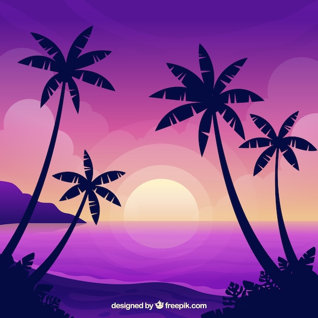 Paradise tropical beach with lovely
sunset