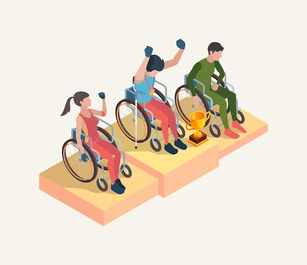 Premium Vector | Paralympic People Celebration. Olympic Games Winners ...