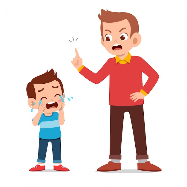 Premium Vector | Parent with kid child cry