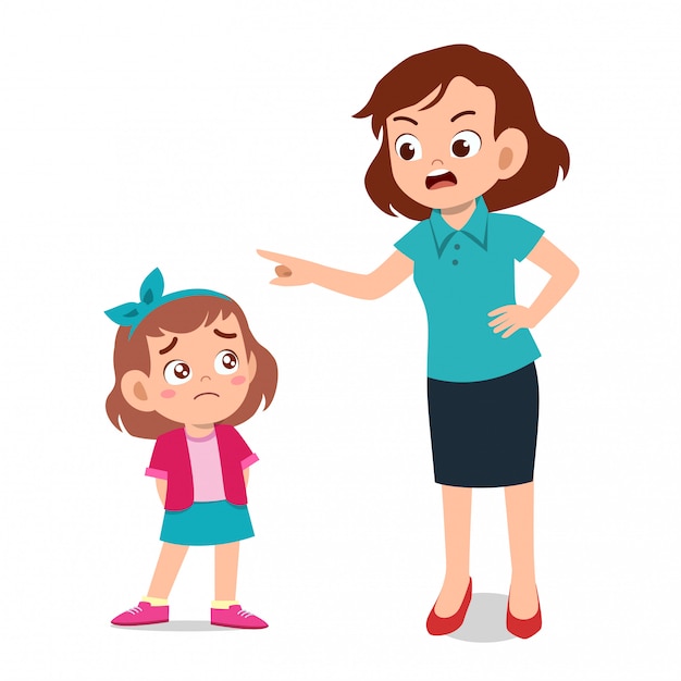 Premium Vector | Parent with kid child cry