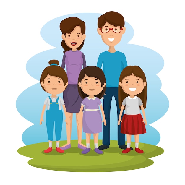 Premium Vector | Parents with kids avatars characters