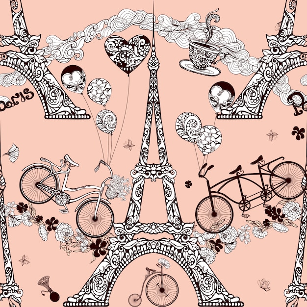 Free Vector Paris seamless pattern