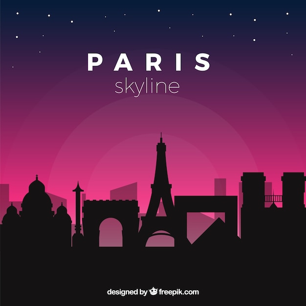 Download Paris skyline at night | Free Vector