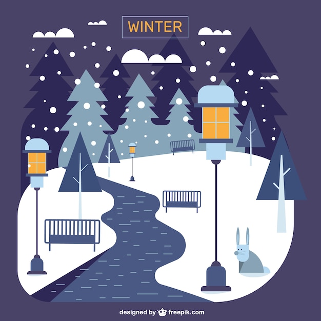 Download Free Vector | Park landscape in winter