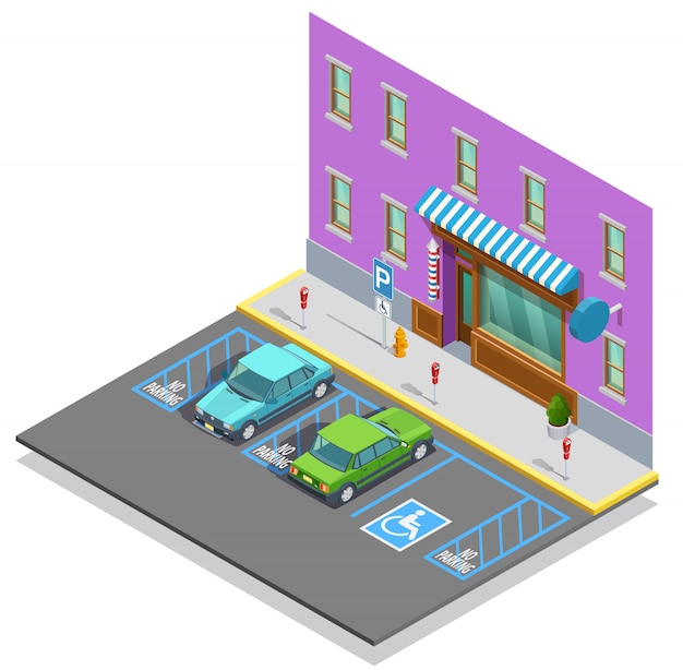 Download Parking zone isometric template | Free Vector