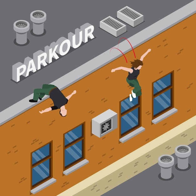 Free Vector Parkour Isometric Illustration