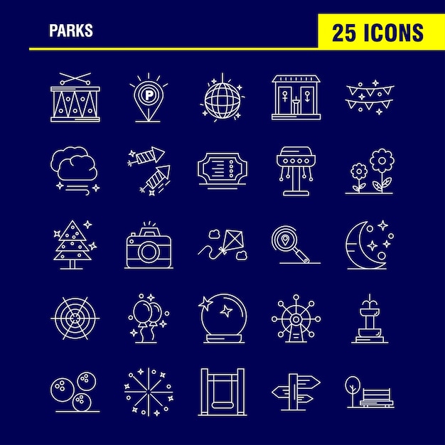 Parks line icons Vector | Free Download Parks Line Icons | Download now free vectors on Freepik