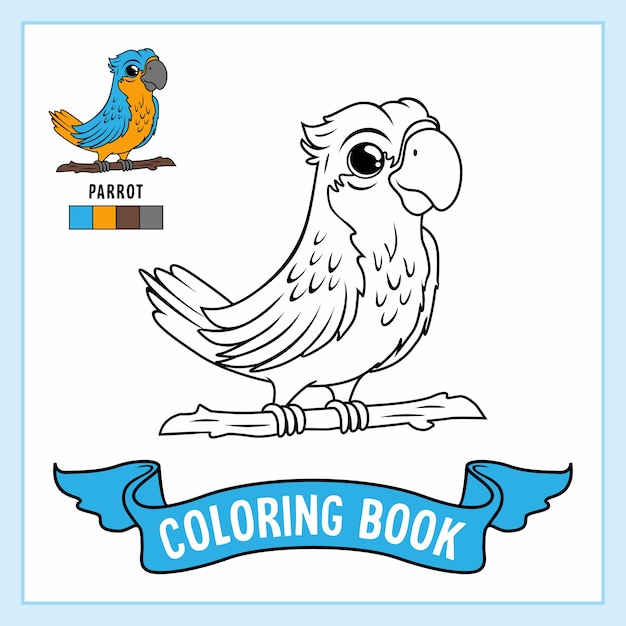 Download Premium Vector Parrot Bird Coloring Pages Book Animals