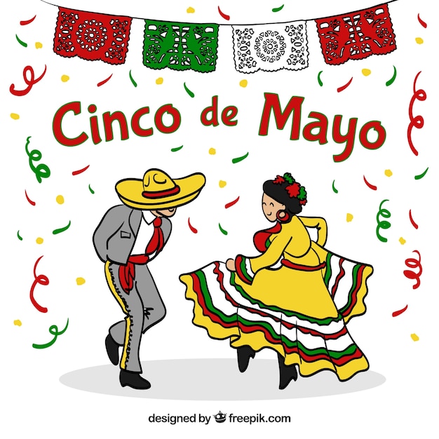 Free Vector | Party background of cinco de mayo with couple dancing