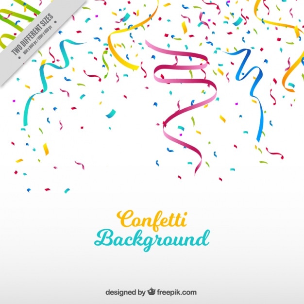 Party background with streamer and colored confetti Free Vector
