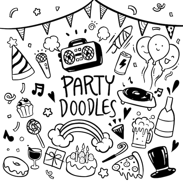 Premium Vector Party Doodles Hand Drawn Vector