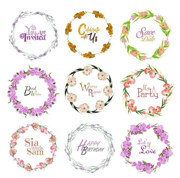 Free Vector Party Floral Wreath Collection 1086
