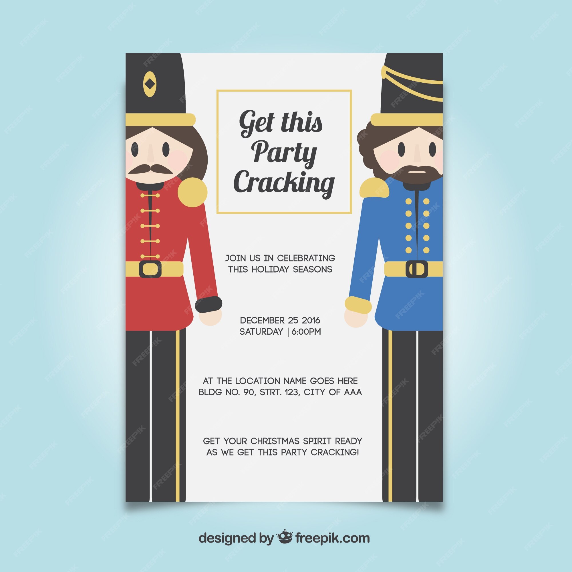 Free Vector | Party flyer template with nutcrackers