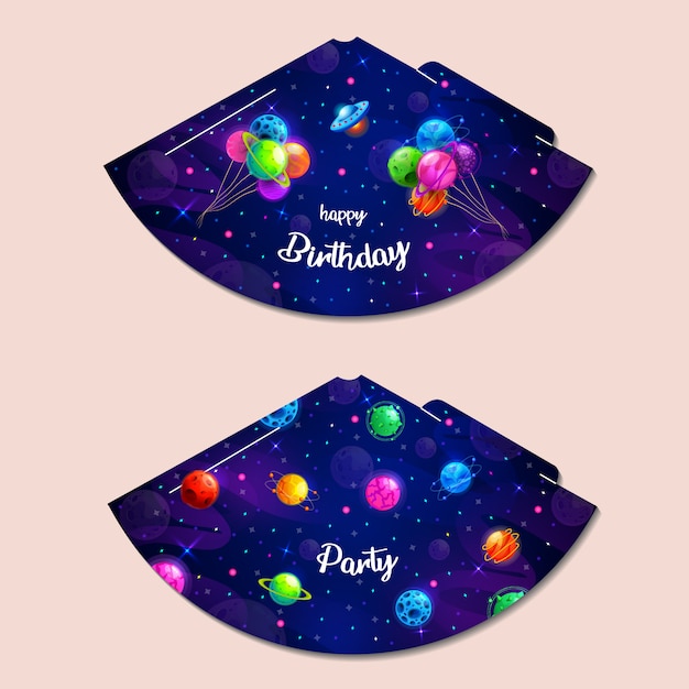 Party hats printable. space party. print and cut. happy ...