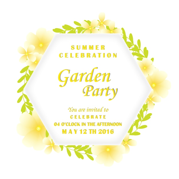 Party invitation with yellow flowers