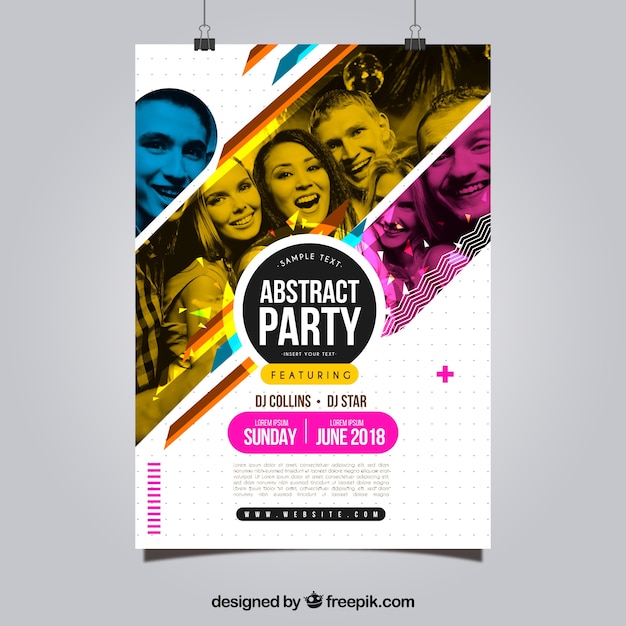 Free Vector Party Poster Template With Abstract Style How many stars would you give freepik? party poster template with abstract style