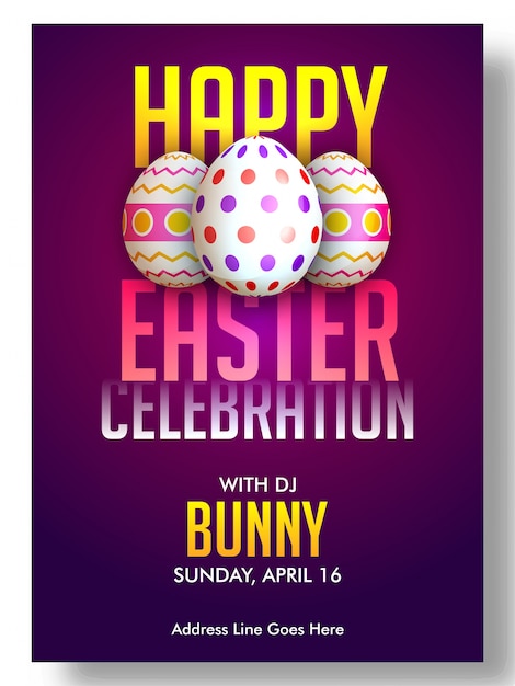 Premium Vector | Party poster template with easter eggs