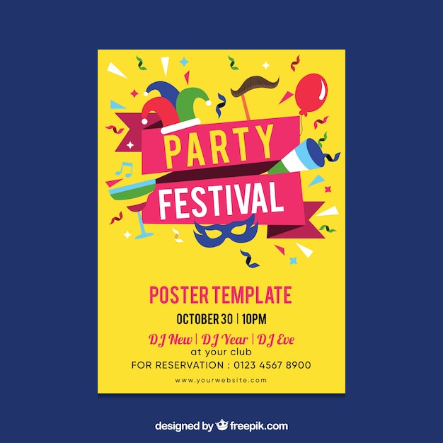 Free Vector | Party poster template with flat design