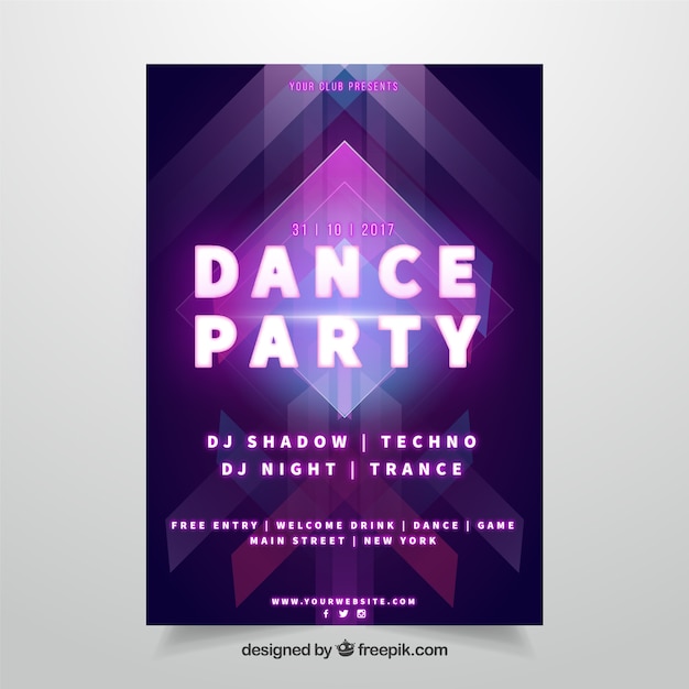 Party poster with colorful neon lights Vector | Free Download