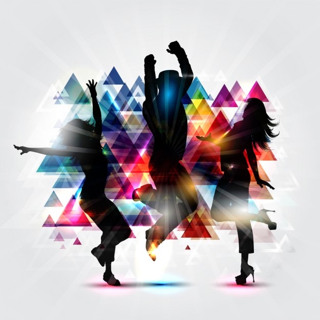 Party silhoettes background with triangles Free Vector