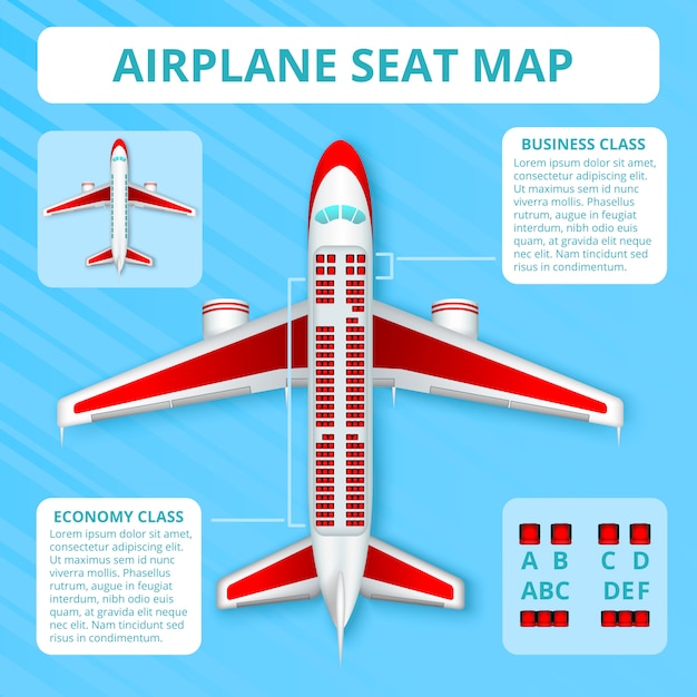 Free Vector | Passenger Airplane Seat Map Realistic Top View