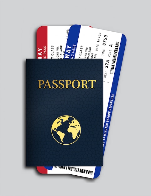 Premium Vector | Passport with airplane tickets inside