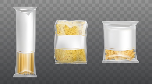 Download Free Vector Pasta In Limpid Package Set Dry Macaroni Spaghetti