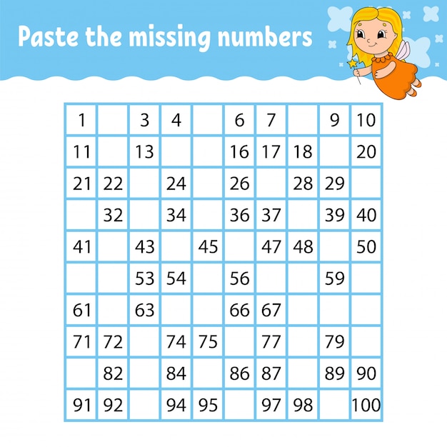 Premium Vector | Paste the missing numbers. handwriting practice ...