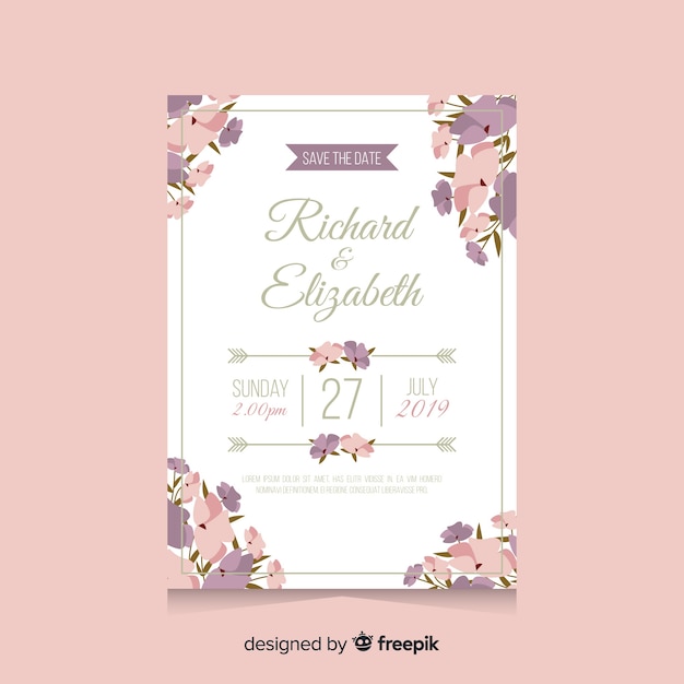 Pastel Wedding Invitation Template 2