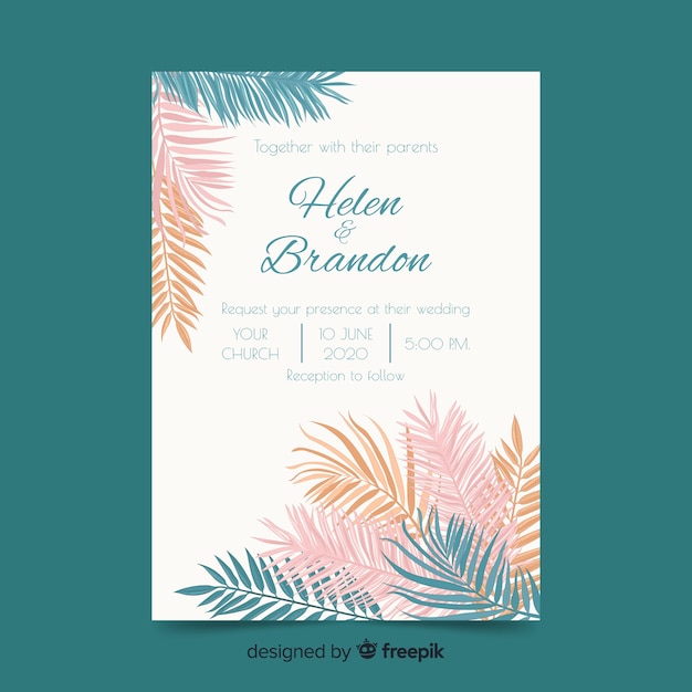 Pastel Wedding Invitation Template 7