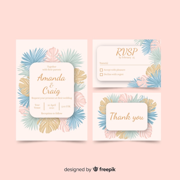 Pastel Wedding Invitation Template 1