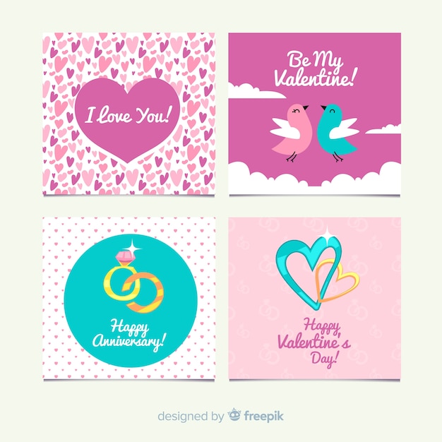 Download Free Vector | Pastel color valentine card pack