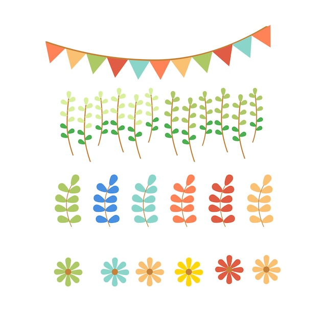 Download Pastel flag and garden set | Premium Vector