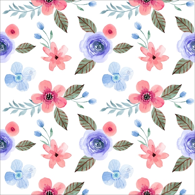 Premium Vector | Pastel pink and blue cute floral watercolor seamless ...