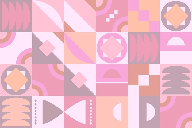 パステルピンク色の幾何学的な壁画の壁紙 無料のベクター