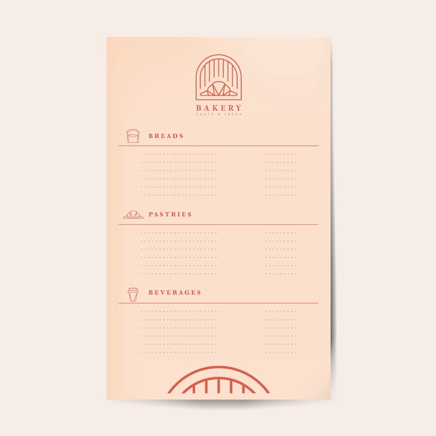 Pastries and beverages menu template vector Free Vector