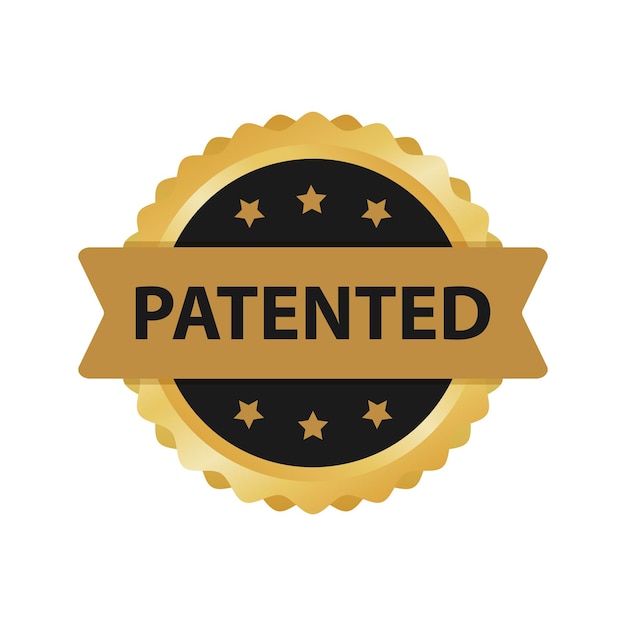 Premium Vector Patented Gold Emblem Or Badge On White Background Vector Illustration 5929