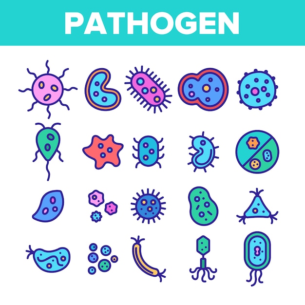 Premium Vector Pathogen Elements Sign Icons Set 9712