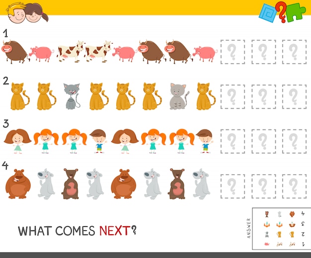 Premium Vector | Pattern game for kids with animals and children