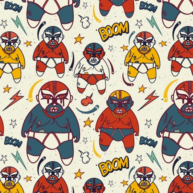 Pattern Mexican wrestling with wrestlers