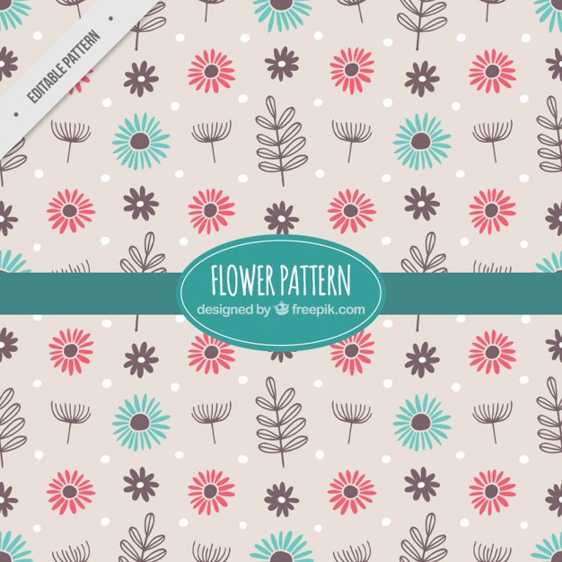 Pattern of flowers and white dots
