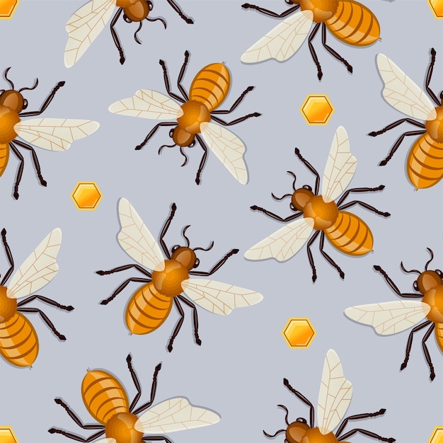 ミツバチのパターン ベクトルイラスト プレミアムベクター