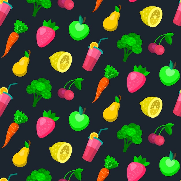 Premium Vector Pattern Seamless Fruit And Vegetable Pattern In Trendy