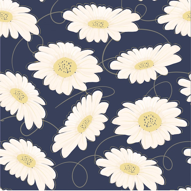 Download Pattern seamless hand drawn white daisy flower | Premium ...