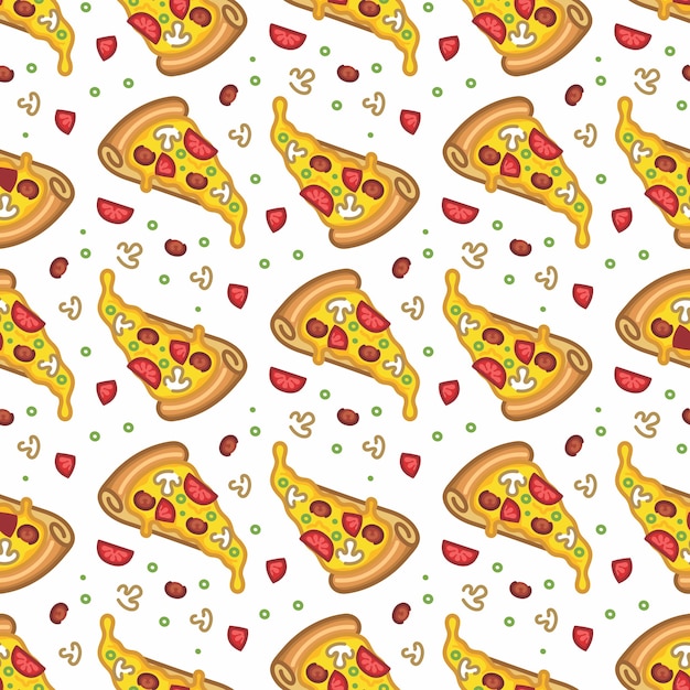 Premium Vector | Pattern seamless of pizza in style flat line modern design