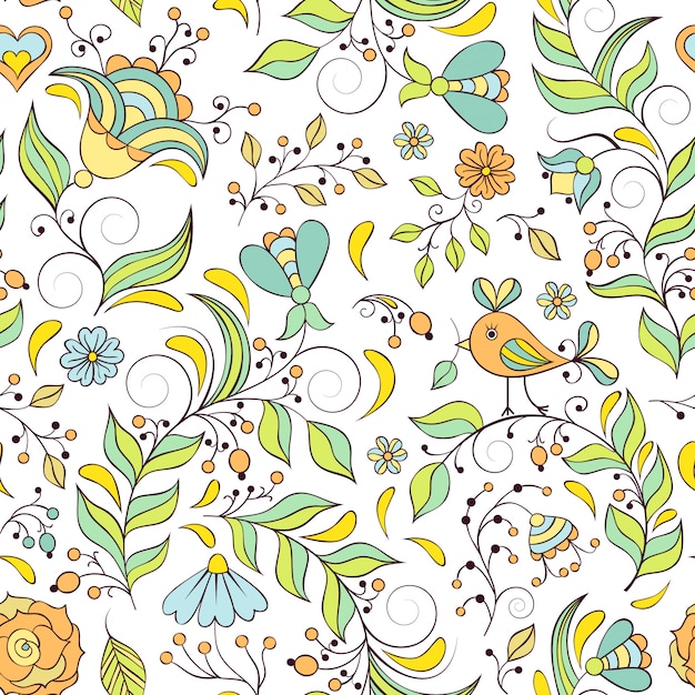 Premium Vector | Pattern with abstract flowers