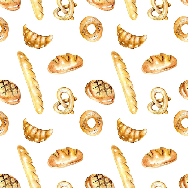 Premium Vector | Pattern with bakery products