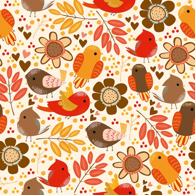 Pattern with birds Vector | Free Download