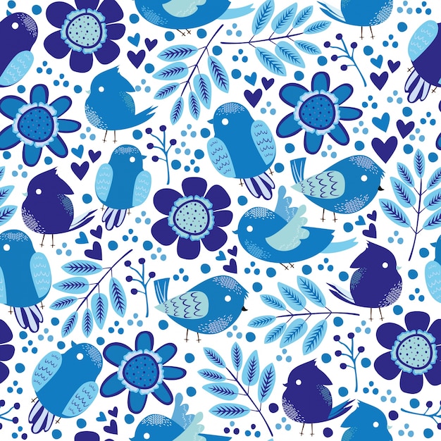 Pattern with birds Free Vector