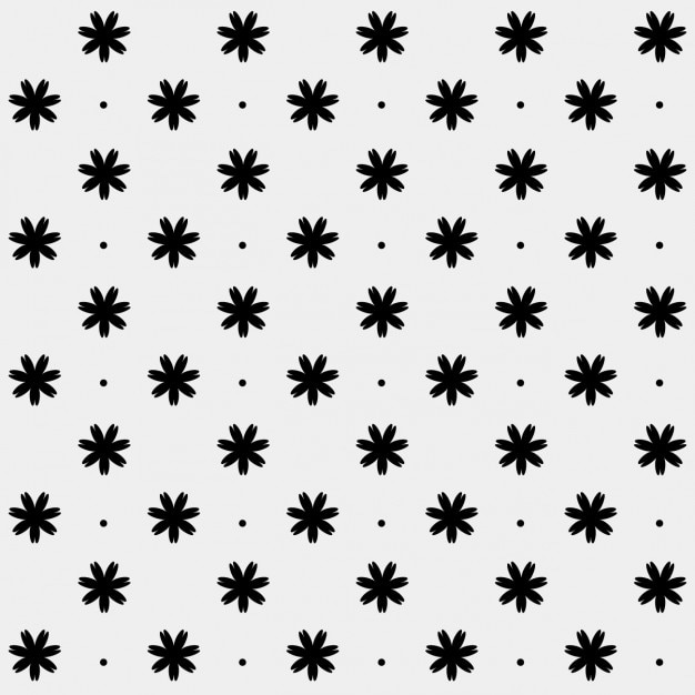 Pattern with black flowers and dots Free Vector Pattern with black flowers and dots Free Vector